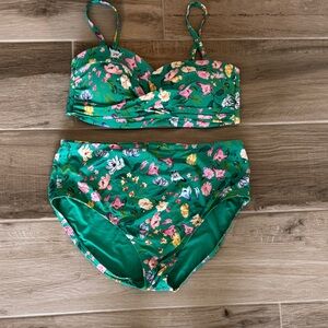 LOFT XL Irish Green bandeau floral bikini